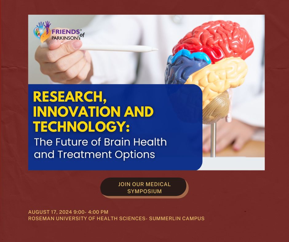 💥Join us on Aug 17, 9 AM-4 PM at Roseman University (Summerlin) for a day of innovation in Parkinson’s treatment! Topics include nutrition, sleep, movement, and vocal strategies. Livestream available via Zoom. Secure your spot: wehealth.io/screener/fop. #Parkinsons #Health