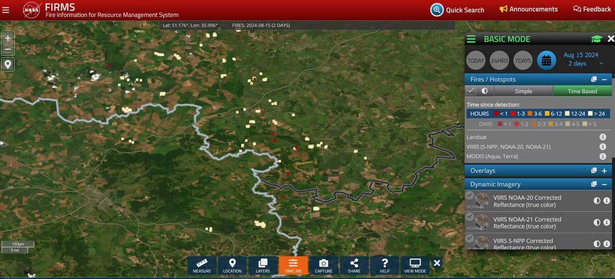 New heat signatures in the last hour in the villages of Borki, Spal'noe, Kondratovka, and Grafovka. Looks like Ukraine has expanded control to approximately 1400 sq km so far.