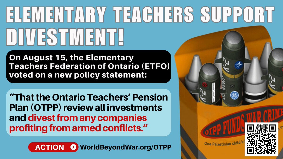 L4POntEdWorkers's tweet photo. @ETFOeducators has spoken!

At the Provincial Meeting, they voted that @OTPPinfo should DIVEST from armed conflicts.

This includes the Israel genocide in Palestine

This isn't over. #onted teachers, add your name to this growing movement
https://t.co/r8qHpiBXb2

#onpoli #cdnpoli https://t.co/sckeJaD4ni