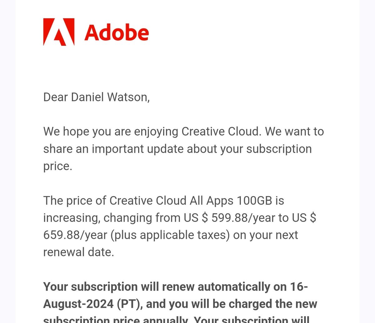 Learningcameras's tweet photo. Adobe has balls raising prices while being investigated by the Department of Justice and FTC simultaneously! Can someone please create an alternative to Photoshop https://t.co/DcrfYVUSv2