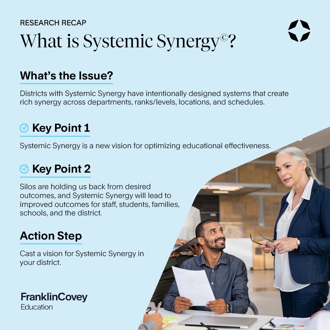 TheLeaderinMe's tweet photo. Ready to redefine success within your district? Unleash the power of systemic synergy to decrease educator workloads and increase efficiency. Let's empower everyone to contribute their unique skills and insights!
Learn more!
https://t.co/IVNLBRp6fV
#LiM #SystemicSynergy https://t.co/iET7l5TxuU