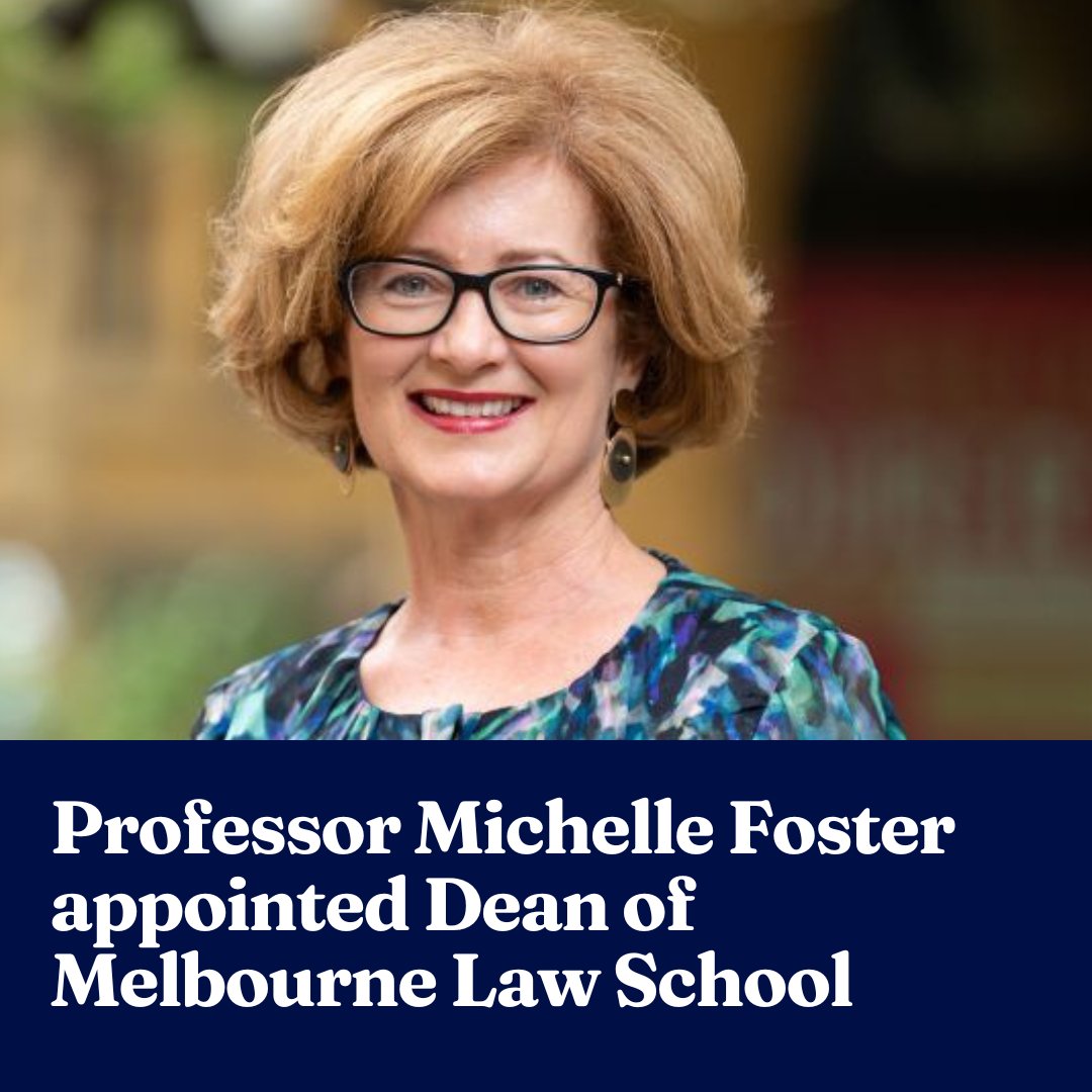 Melbourne Law School (@melblawschool) on Twitter photo We're thrilled to announce that Professor Michelle Foster has been appointed the Dean of the Melbourne Law School at <a href="/UniMelb/">University of Melbourne</a> following a competitive global search.
Tap through to read more about Michelle's appointment → unimelb.me/46MI1nO We're thrilled to announce that Professor Michelle Foster has been appointed the Dean of the Melbourne Law School at <a href="/UniMelb/">University of Melbourne</a> following a competitive global search.
Tap through to read more about Michelle's appointment → unimelb.me/46MI1nO
