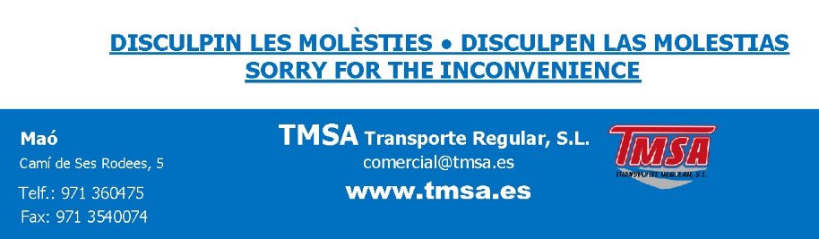#avisosdeTMSA

📢   AVÍS IMPORTANT !
📢   AVISO IMPORTANTE !
📢   IMPORTANT ANNOUNCEMENT !

Els serveis IB-06 ja operen amb NORMALITAT.

Los servicios IB-06 ya operan con NORMALIDAD.

IB-06 services now operate NORMALLY.