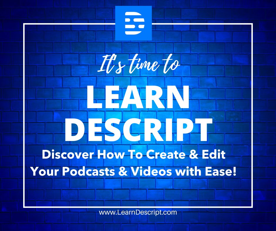 loubortone's tweet image. Join us for our NEW Descript workshops and create your videos and podcasts with ease... Visit www. LearnDescript.com #Descript #AI
