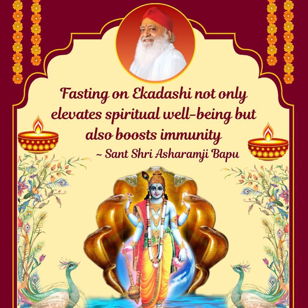 Asharamjiashram's tweet photo. #PutradaEkadashi महिमा के अनुसार Sant Shri Asharamji Bapu बताते हैं कि इसके व्रत से व्यक्ति निष्पाप होता है व भगवान श्रीहरि की भक्ति में भी सफल होता है।
कोई पुत्र प्राप्ति के लिए करता है तो उसे पुत्र अवश्य प्राप्त होता है। धन, यश व परमात्मा सुख भी मिलता है। 
Observe Fasting 🧘 https://t.co/4qsJoqdXJk