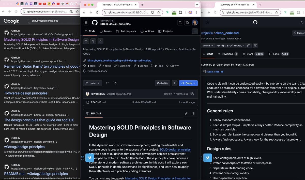 MaiVangSWE's tweet image. I know what I will be reading this weekend: GitHub

This was mentioned to me in a mentorship mixer meeting tonight. 

Please drop some more that you have found useful!

#github #solid #designprinciples #coding #SoftwareEngineer