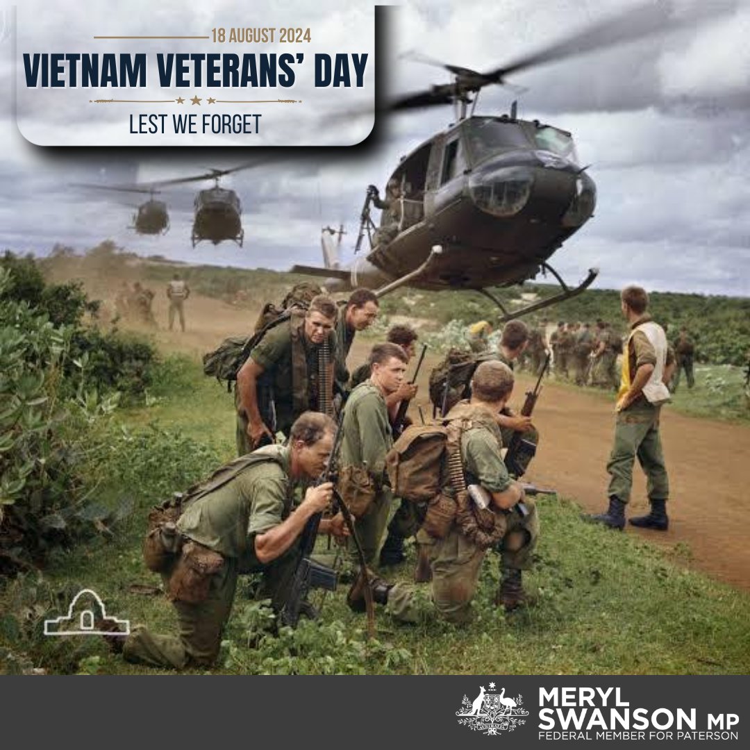 Today we commemorate Vietnam Veterans' Day on the Battle of Long Tan anniversary. We honour the service/ sacrifice of all who served. 

Almost 60,000 Australians served; tragically, 523 made the ultimate sacrifice, incl. 19 from our region, and 3,000 were wounded. Lest we forget.