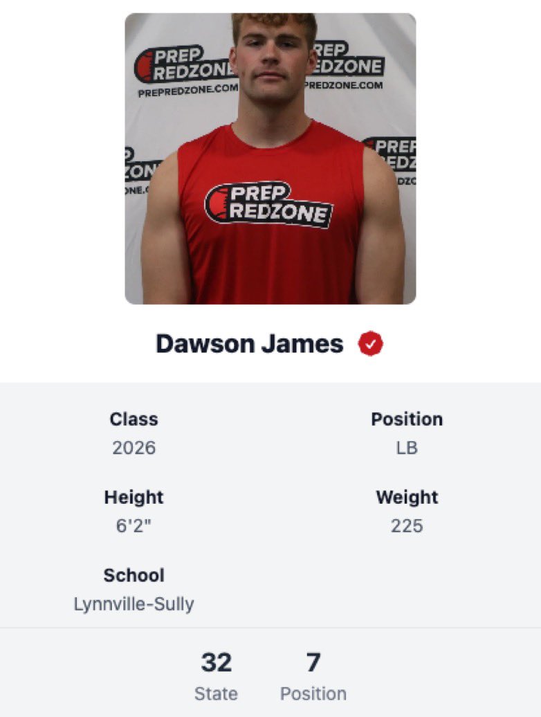 Blessed to be ranked the 32nd player and 7th LB in Iowa!
<a href="/PrepRedzoneIA/">Prep Redzone Iowa</a> <a href="/PRZ_OscarG/">Oscar Galindo</a> <a href="/iowapreps/">Iowa Preps</a> <a href="/CoachParkinson/">Coach Parkinson</a> <a href="/PrepRedzone/">Prep Redzone 🏈</a>