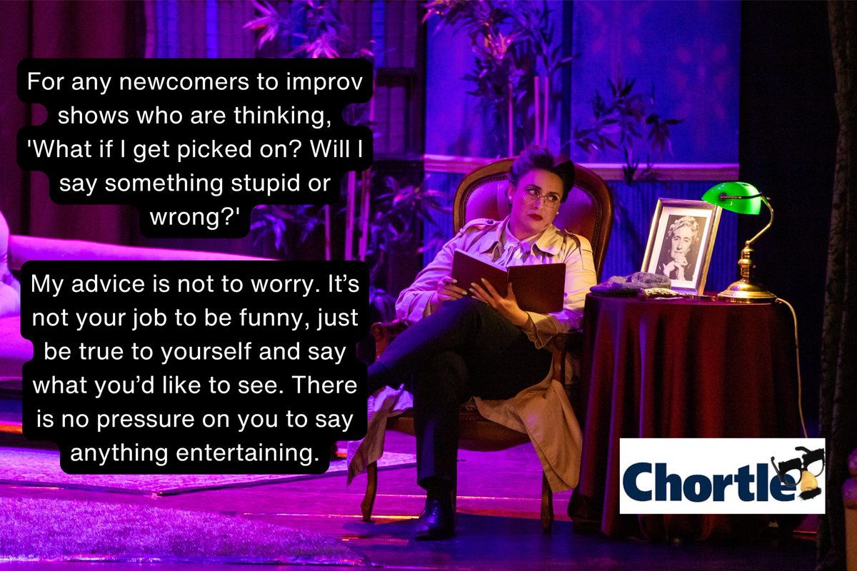Degrees Of Error - Murder, She Didn't Write (@degreesoferror) on Twitter photo Our fearless Director and resident Detective Agatha Crusty shared her thoughts on how to watch improv with <a href="/chortle/">Chortle Comedy</a>!
From honouring suggestions to including the audience without making them the butt of the joke, <a href="/LizzySkrzypiec/">Lizzy Skrzypiec</a> reveals how to get the most out of improv shows! Our fearless Director and resident Detective Agatha Crusty shared her thoughts on how to watch improv with <a href="/chortle/">Chortle Comedy</a>!
From honouring suggestions to including the audience without making them the butt of the joke, <a href="/LizzySkrzypiec/">Lizzy Skrzypiec</a> reveals how to get the most out of improv shows!