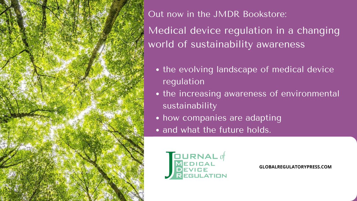 GlobalRegPress's tweet photo. 🌻OUT NOW in the JMDR Bookstore:

🌻Medical device regulation in a changing world of sustainability awareness
🌻the evolving regulatory landscape
🌻the increasing awareness of sustainability
🌻how companies are adapting
🌻and what the future holds.

https://t.co/agqjZupCUR https://t.co/DZMhrEW0QM