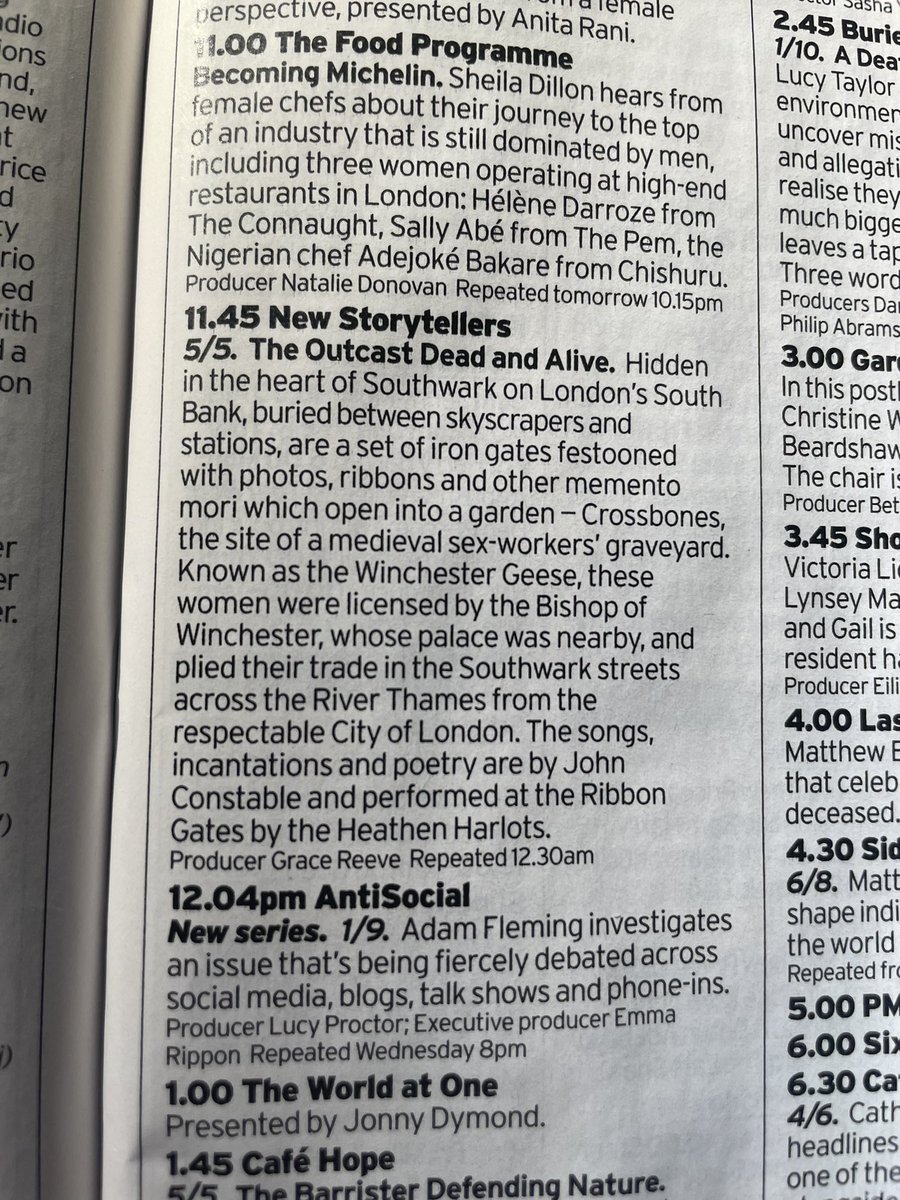GraceReeve's tweet image. ‘The Outcast Dead and Alive’ airs at 11:45am this morning on BBC Radio 4, and is then accessible anytime on BBC Sounds.
It’s an ode to Crossbones; the Goose, the Garden, and the community that protects them.