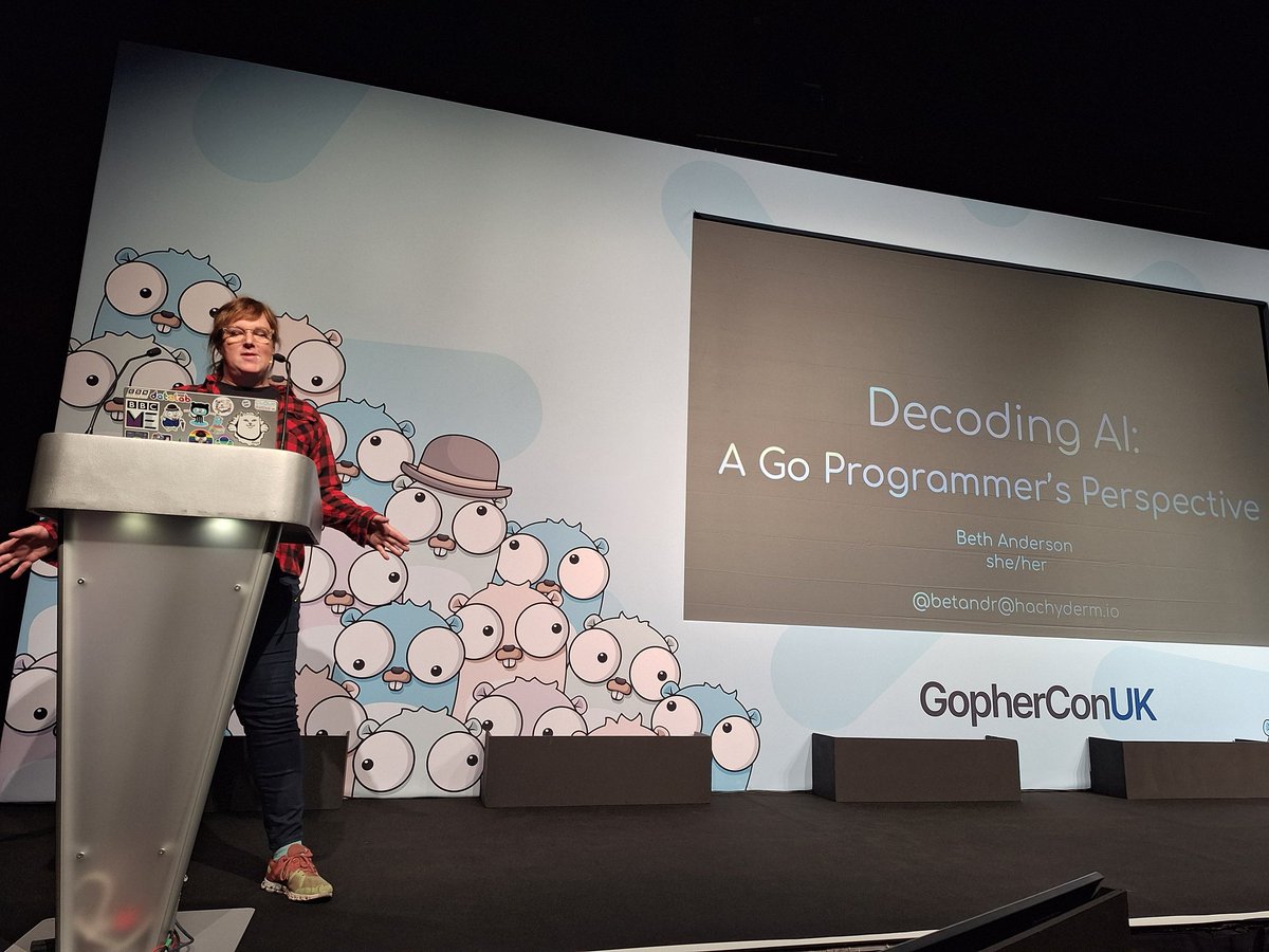 Mark Bradley (@braddle@mastodon.social) (@braddle) on Twitter photo Day 2 of <a href="/gopherconuk/">GopherCon UK</a> has kicked out with a great keynote by <a href="/betandr/">Beth Anderson betandr@hachyderm.io</a> Decoding AI: A Go Programmer’s Perspective
#gopherconuk24 Day 2 of <a href="/gopherconuk/">GopherCon UK</a> has kicked out with a great keynote by <a href="/betandr/">Beth Anderson betandr@hachyderm.io</a> Decoding AI: A Go Programmer’s Perspective
#gopherconuk24