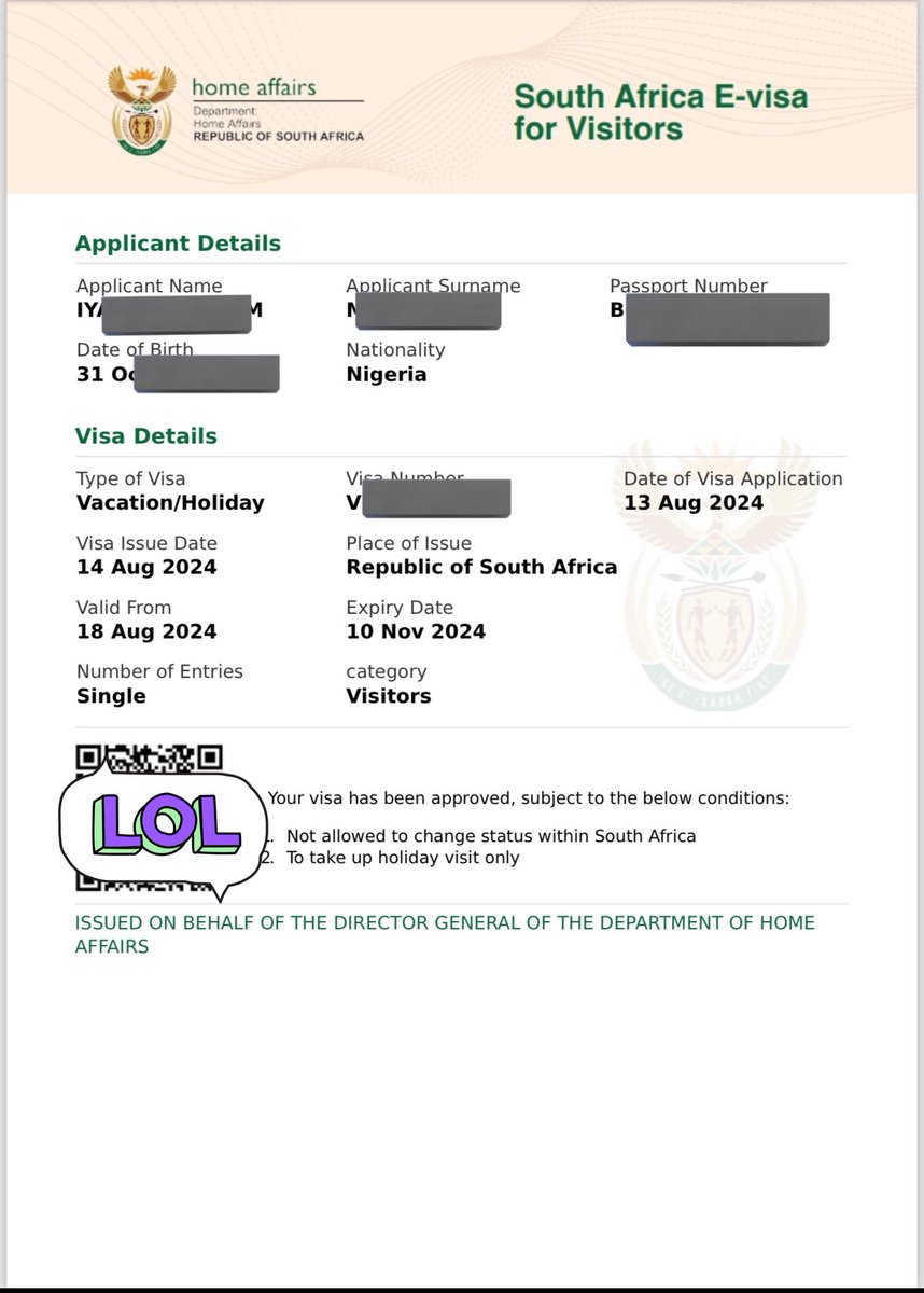 danieldibie's tweet photo. South Africa express E-visas available! Processing time : 2-5 working days 
Visa duration - 3 months. 
Some approved visas for the week https://t.co/ltmu4QqmMJ