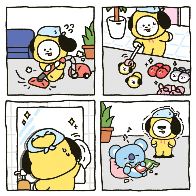 Cleaning all DONE!!… or maybe not🧹🙄

お掃除完了!!…してないかも🧹🙄

청소 끝!!… 이 아니네🧹🙄

#BT21 #BT21TOON
#Tidy #CHIMMY #FreeSpirit #KOYA 