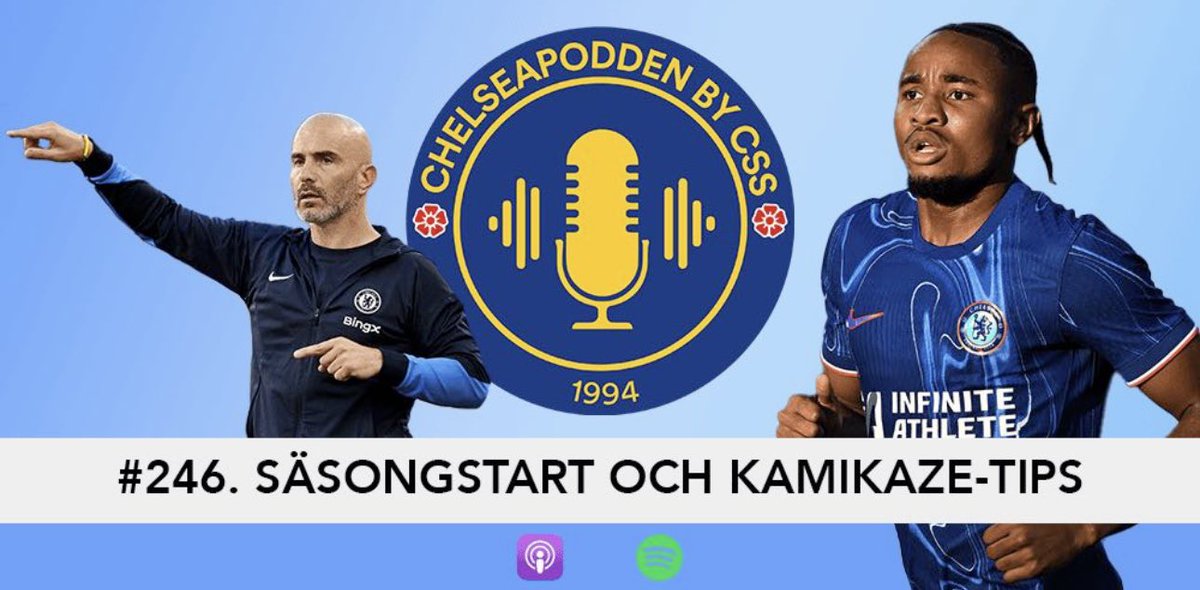 🚨Dagens avsnitt summerar försäsongen, ser fram emot premiären och diskuterar en lyssnares tippningstävling. Vi analyserar även söndagens match mot mästarna. Nu är säsongen igång, häng med oss! <a href="/samuelkrondahl/">Samuel Krondahl</a> <a href="/LidvallWiktor/">Wiktor Lidvall</a> @Cfc_Benjii 

open.spotify.com/episode/1STgqb…