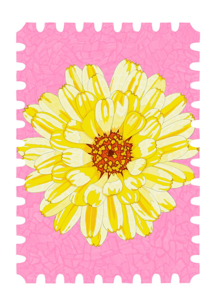 Happy Friday! Here's a bright and sunny flower stamp I drew recently. I hope it adds some joy to your day. 🌼 #gerbera #illustration