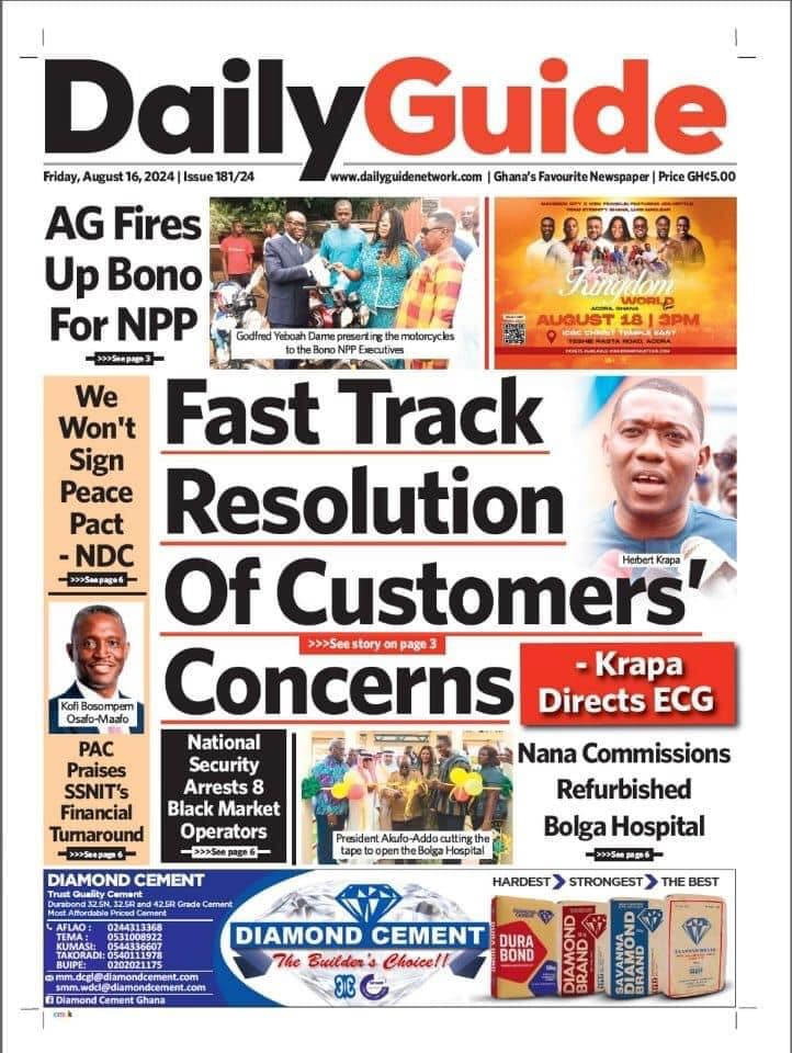 Atinka1047fm's tweet photo. Front pages of today’s newspapers || Friday, 16Th August 2024
#AMVnews #AMDrive #newspapersheadlines #Atinka1047fm https://t.co/zHderoYi0u