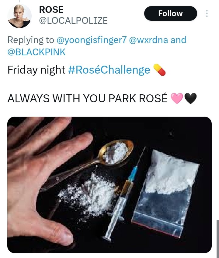 lamees_abc's tweet photo. Drug addict Rosie should be in prison and porn addict Jenny should also be in prison
#rosechallenge💊 https://t.co/Y1o91b9QID