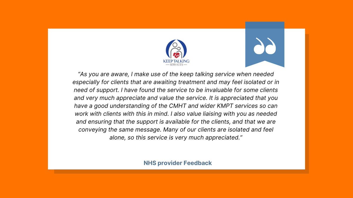 It's Feedback Friday! Time to share yet again more amazing feedback from our local NHS provider. Thank you so much for your kind words it honestly means so much to us! #keeptalking #letsgo #feedback
