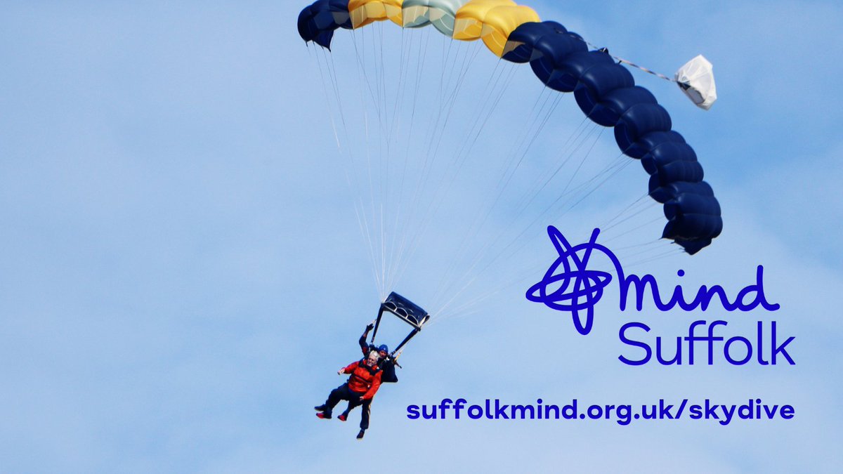 Join our once-in-a-lifetime opportunity next month &amp; take part in the #SuffolkMind #Skydive! 🪂 

You will soar to 13,000 feet &amp; when you and your instructor leave the plane, you will fall at about 120mph, descending to 5,000 feet in 40 seconds.

Sign up: suffolkmind.org.uk/get-involved/o…