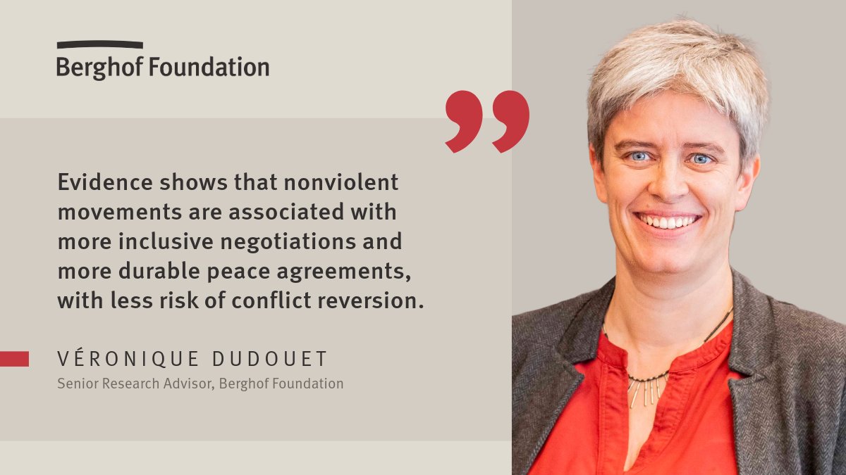 Berghof Foundation (@berghoffnd) on Twitter photo Despite diplomats knowing that social movements can help, they lack best practices for engaging with activists.
Our Senior Researcher Advisor Véronique Dudouet shares in <a href="/USIP/">U.S. Institute of Peace</a> how including nonviolent movements can lead to more durable peace agreements: berghof-foundation.org/news/what-role… Despite diplomats knowing that social movements can help, they lack best practices for engaging with activists.
Our Senior Researcher Advisor Véronique Dudouet shares in <a href="/USIP/">U.S. Institute of Peace</a> how including nonviolent movements can lead to more durable peace agreements: berghof-foundation.org/news/what-role…