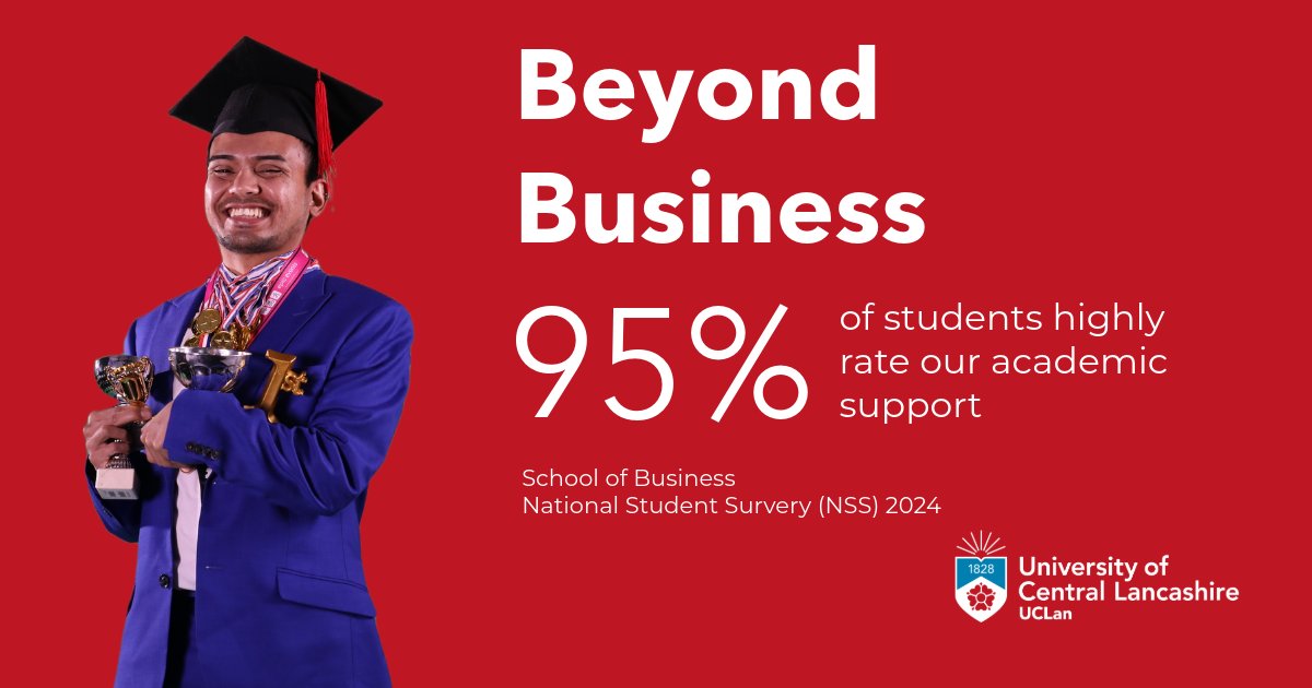 Did you know, 95% of our School of Business students highly rate the academic support they receive.

📱 Call 01772 830777 to start your University of Central Lancashire journey!