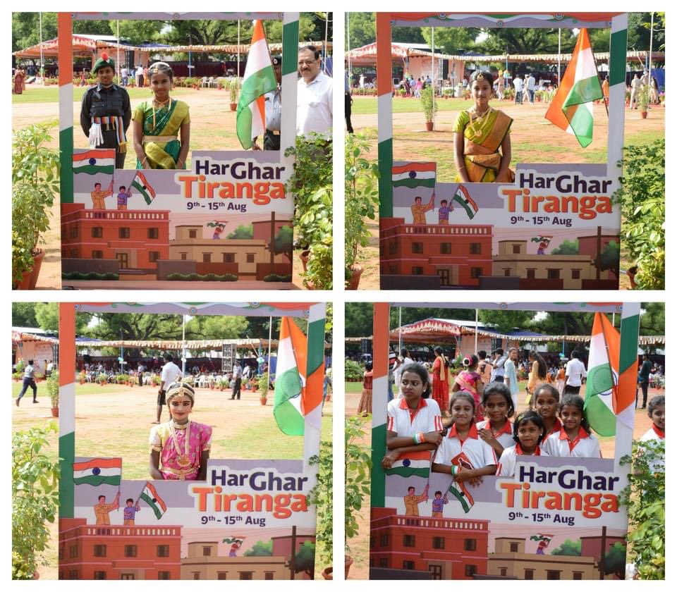 PlantSalem's tweet photo. As part of Azadi Ka Amrit Mahotsav, the 'Har Ghar Tiranga' campaign lit up SSP Township on 13th & 14th August. Residents proudly displayed the tricolor flag, chanting ‘Bharat Mata Ki Jai’& ‘Vande Mataram’. Over 2,400 people took selfies at Hill View Stadium selfie point.
#SAILSSP https://t.co/nGUq16osnK