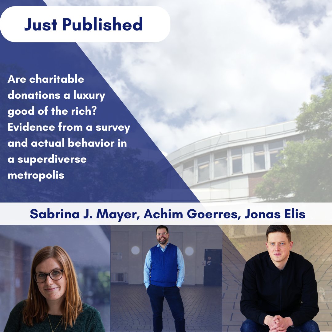 Empirical Political Science @unidue #Duisburg (@emp_politikwiss) on Twitter photo 📢📃Just Published!
📊Die Studie „Are charitable donations a luxury good of the rich? Evidence from a survey and actual behavior in a superdiverse metropolis“ von <a href="/sabrinajmayer/">Sabrina J Mayer</a>, Achim Goerres und Jonas Elis befasst sich damit, wer warum spendet.💶
Dabei zeigte sich folgendes: 📢📃Just Published!
📊Die Studie „Are charitable donations a luxury good of the rich? Evidence from a survey and actual behavior in a superdiverse metropolis“ von <a href="/sabrinajmayer/">Sabrina J Mayer</a>, Achim Goerres und Jonas Elis befasst sich damit, wer warum spendet.💶
Dabei zeigte sich folgendes: