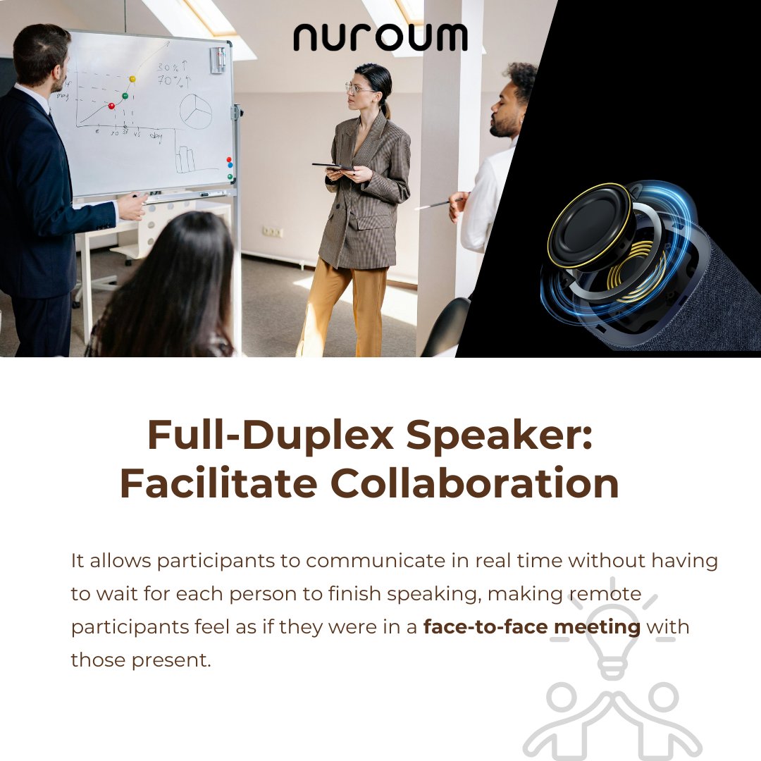 Nuroum 360 Pro: Full-Duplex Speaker | Facilitate collaboration
🌟When one party is speaking, you can interrupt him/her at any time. This helps seamless conversations.
Click here to learn more about 360 Pro: nuroum.com/product/all-in…
#nuroum #conferencecamera #meetingsolutions