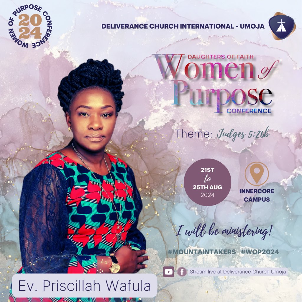 dcumoja's tweet photo. We are a few days away from #WOP2024, and we are so elated to have Ev. Priscillah Wafula as one of our speakers.
Don't miss out on this unforgettable experience that will leave you refreshed, empowered, and ready to impact the world.
#WOP2024
#MountainTakers
#WeAreUmoja https://t.co/RFyxzCJU4i