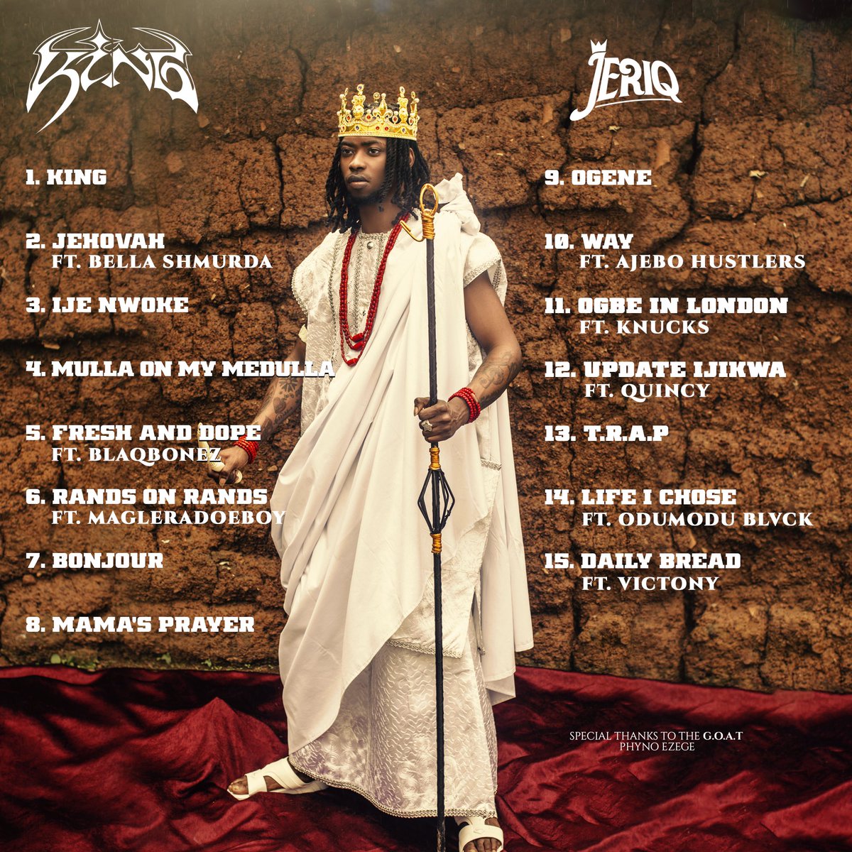 jeriqthehussla's tweet photo. ( 1 MILLION NAIRA GIVE AWAY ) 
Post a screenshot of you listening to any song on “ KING “ + your favorite lyrics in the Album . I have 100K for 10 people https://t.co/449xs53dP7