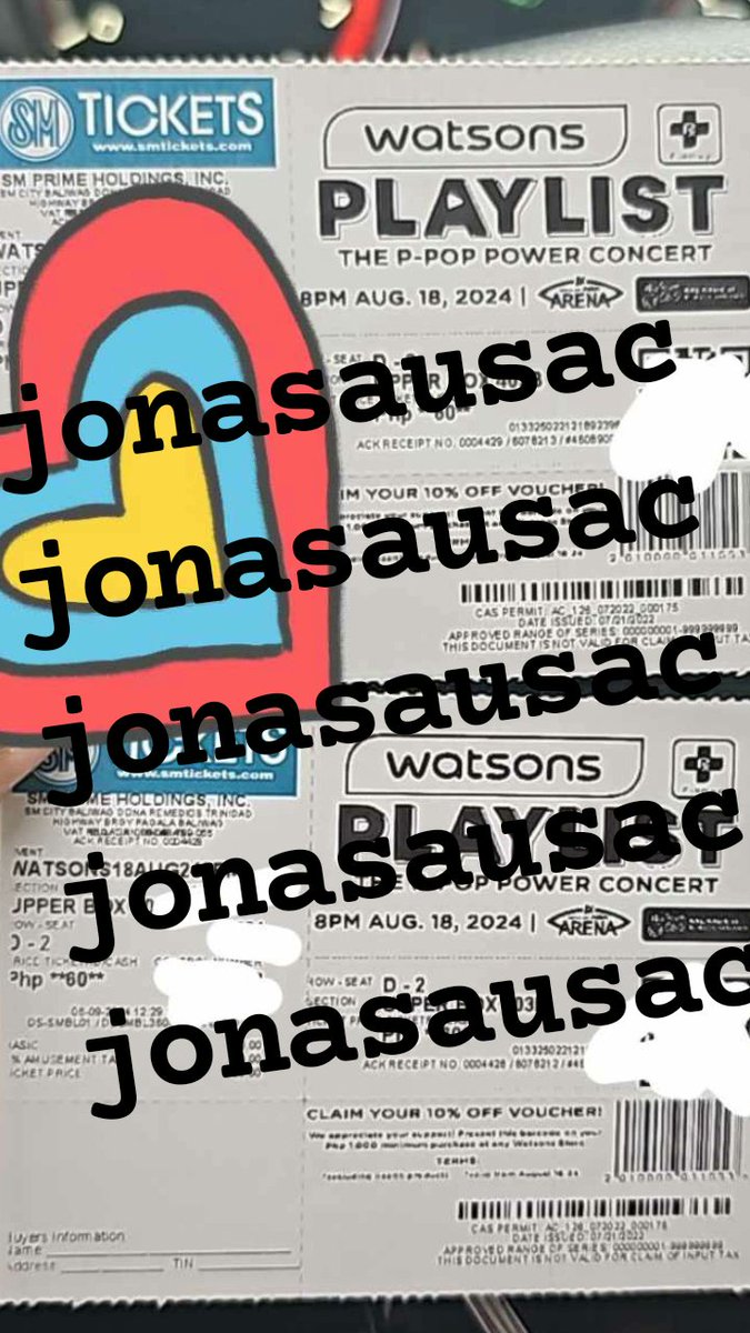 G.A. Watsons playlist 

one winner of a upper  box  ticket!

♡ like + rt this tweet
♡ follow me on tiktok (@/jonasausac) and reply with proof
♡  winner via spin the wheel 
♡ meet up during dday

ends on august 17 6pm

#G22 #SB19 #KAIA #WatsonsPlaylist #WatsonsPlaylistG22