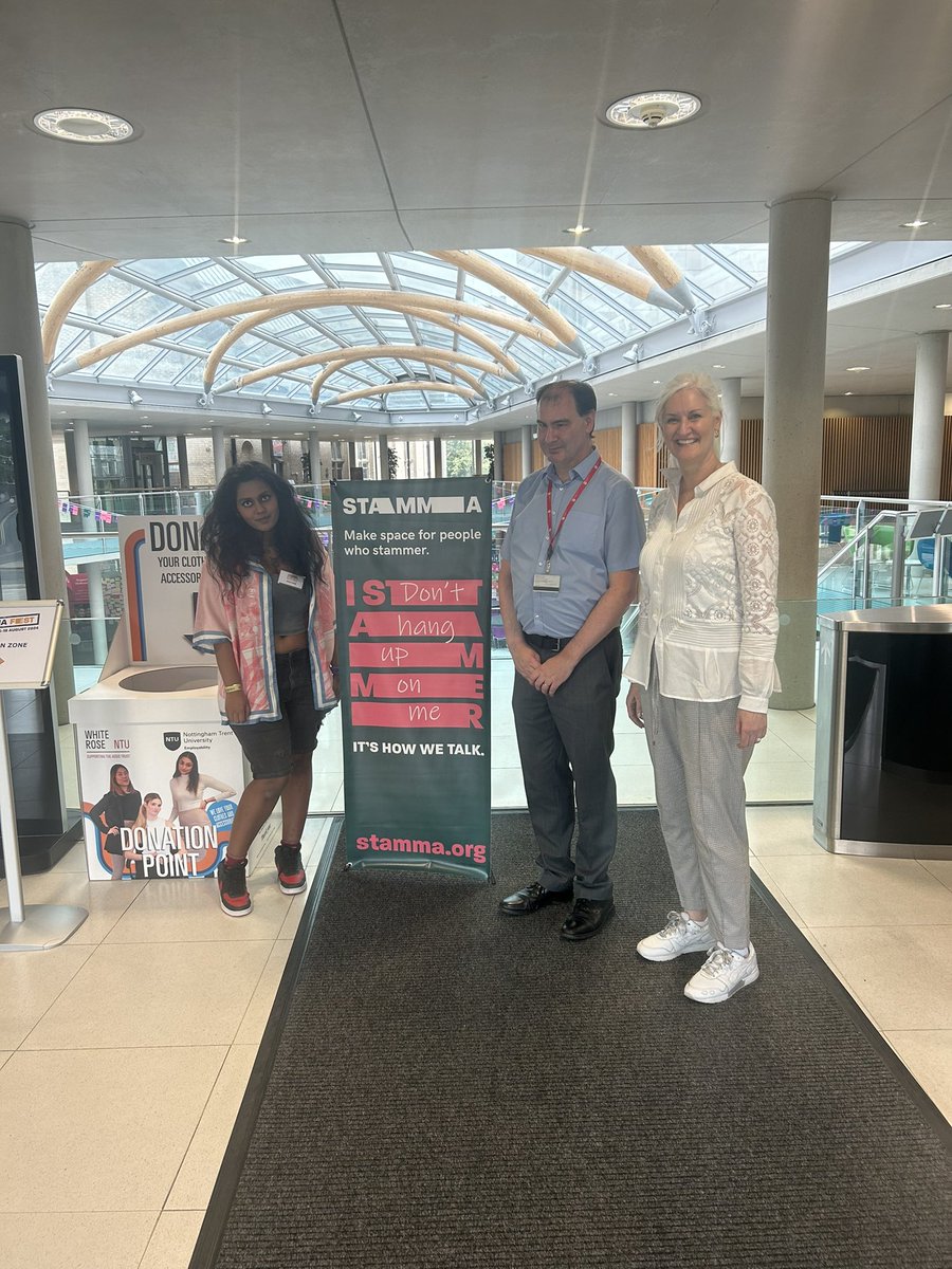 Dj3Johnston's tweet photo. At the amazing 2024 #STAMMAFEST held at @NottmTrentUni . Meeting friends, old and new. Great to see Neha Shaji @Stammer, and Gary McGladdery head of NTU Disability Services, who’ll be dropping in to learn more about supporting NTU students! Love this! https://t.co/vlMZaN7OFM