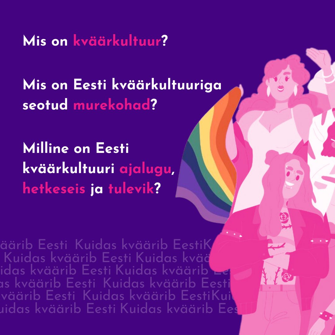 Juba täna kell 18.30 kohtume Genialistide Klubis Tartu Pride’i teisel mõtteruumil “Kuidas kväärib Eesti?”. Kväärkultuurist (Eestis) mõtisklevad Edgar Rahhimov, Piret Karro, Artur Rõigas ja Manna! 🏳️‍🌈🎤