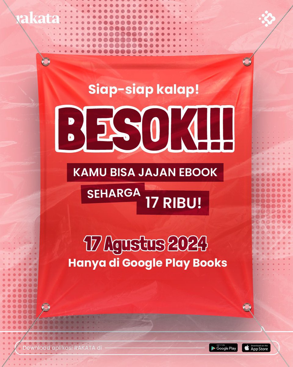 vvanillapopcorn's tweet photo. GUYYSSSS!!!!

SIAP-SIAP BESOK, 17 AGUSTUS JAJAN EBOOK 𝗖𝗨𝗠𝗔 17 𝗥𝗜𝗕𝗨‼️

Waktunya kita Merdeka bisa jajan puluhan Ebook sepuasnya cuma 17RIBU di Google Play Books🫶

Siapin dari sekarang judul-judul Ebook yang kamu incar!📚
LIST BUKU: https://t.co/AQ8F8OIgEV

#MerdekaMembaca https://t.co/C0sTWgekTW