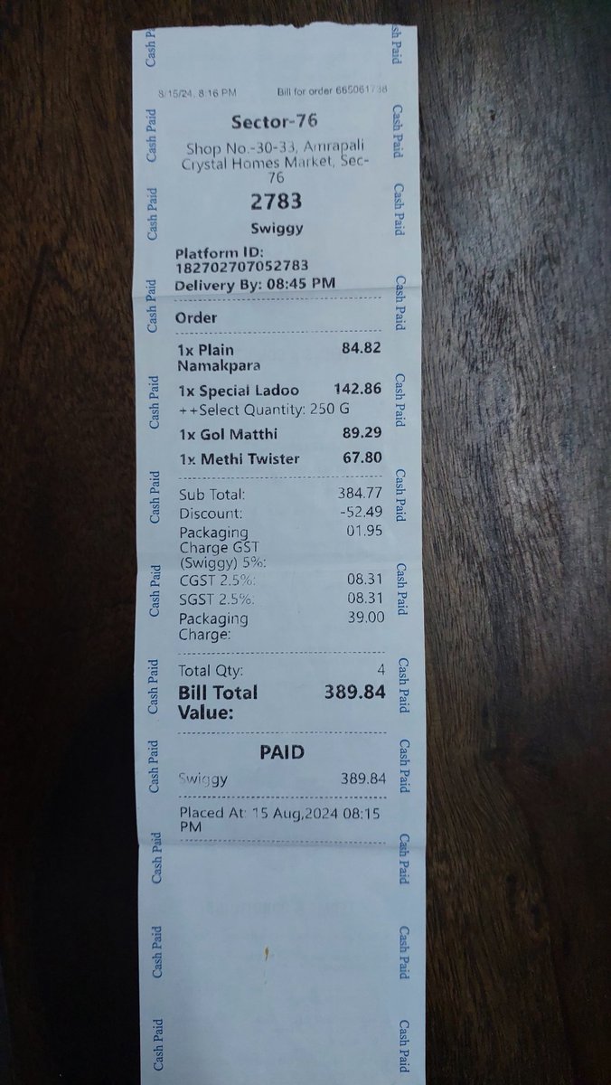 How business earn while middle class suffer as they charge GST but don't pay to government. See <a href="/themithaas/">Mithaas Restaurant</a> bill no GST no. but charging GST. <a href="/gstindiacom/">Goods & Services Tax</a> <a href="/GST_Council/">GST Council</a> has closed there eyes. Full loot is on.
<a href="/Swiggy/">Swiggy Food</a>
<a href="/nsitharamanoffc/">Nirmala Sitharaman Office</a> <a href="/nsitharaman/">Nirmala Sitharaman</a> 
<a href="/BJP4India/">BJP</a> 
<a href="/UPGovt/">Government of UP</a>