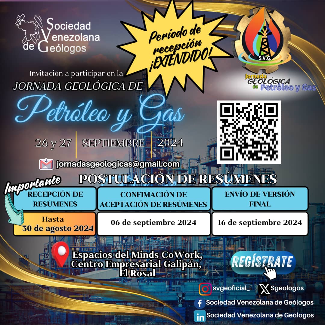 👀 Hemos extendido la fecha de recepción de trabajos técnicos para la Jornada de Petróleo y Gas hasta el 30 de agosto del 2024 🔜

 Modalidad mixta: presencial 👥 y virtual 💻. 

Los espacios de Minds Co-work en el Centro Empresarial Galipán en El Rosal (Caracas) nos esperan 🤗