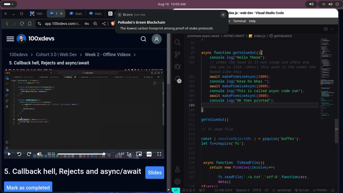 neerajnath155's tweet image. 🔥Huge Thanks to @kirat_tw  for demystifying  callbacks hell👹 Async /await 🫸🫷.then() . catch () Finally understood and how to use it 🚀 Your explanations are spot on! 📌

@100xDevs 
#javscript 
#webdev
#cohort3