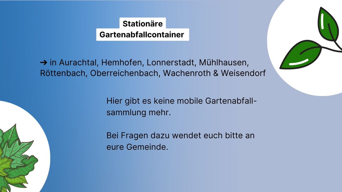 LRA_ERH's tweet photo. Sommerzeit ist Gartenzeit 🌻🌳 

Und nächste Woche, ab 23.08.2024, starten auch schon wieder die mobilen #Gartenabfall-Sammlungen 💪 

💡Alles, was ihr zu den Sammlungen wissen müsst, findet ihr in den Slides und auf unserer Homepage unter https://t.co/0YssTy6cJl https://t.co/EWK5SkUV4A