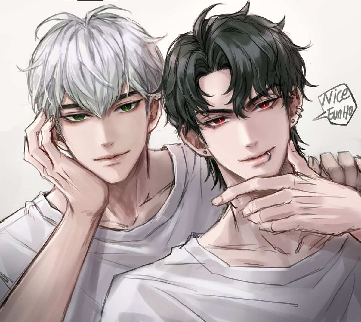 DKJAM_0917's tweet image. 휜머하미니 깜머으노  
서로 헤어색을 바꿔보앗..
#PLAVE #은호 #하민