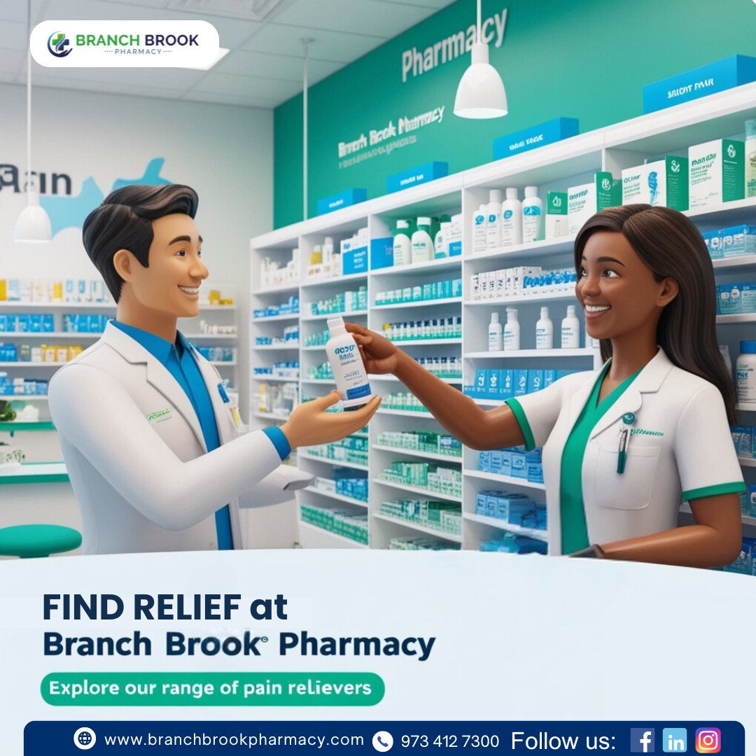 Whether it's a headache or muscle pain, find the relief you need with our diverse selection of pain relievers at Branch Brook Pharmacy. Discover trusted brands and effective solutions tailored to your needs. 

👉Shop now: shorturl.at/eZUV2
🔗branchbrookpharmacy.com