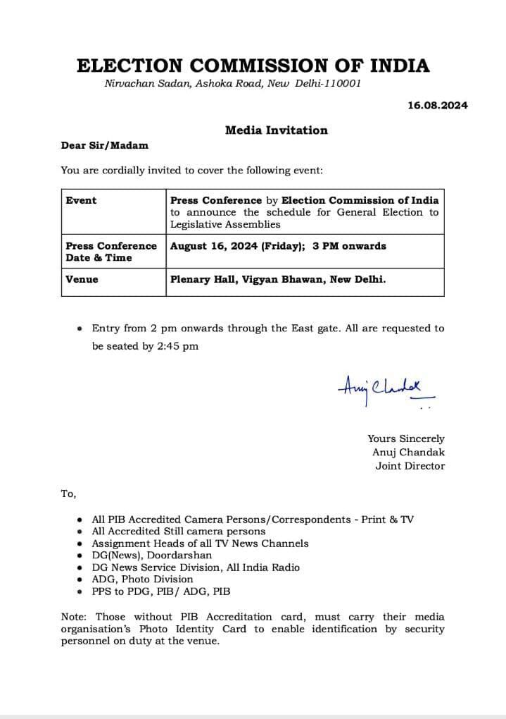 TheEarthNews1's tweet image. #Election Commission of India to announce the schedule for General #Election to Legislative #Assemblies 3 PM at Plenary Hall, Vigyan Bhawan, #NewDelhi

#ECI #Election2024 #JammuUT