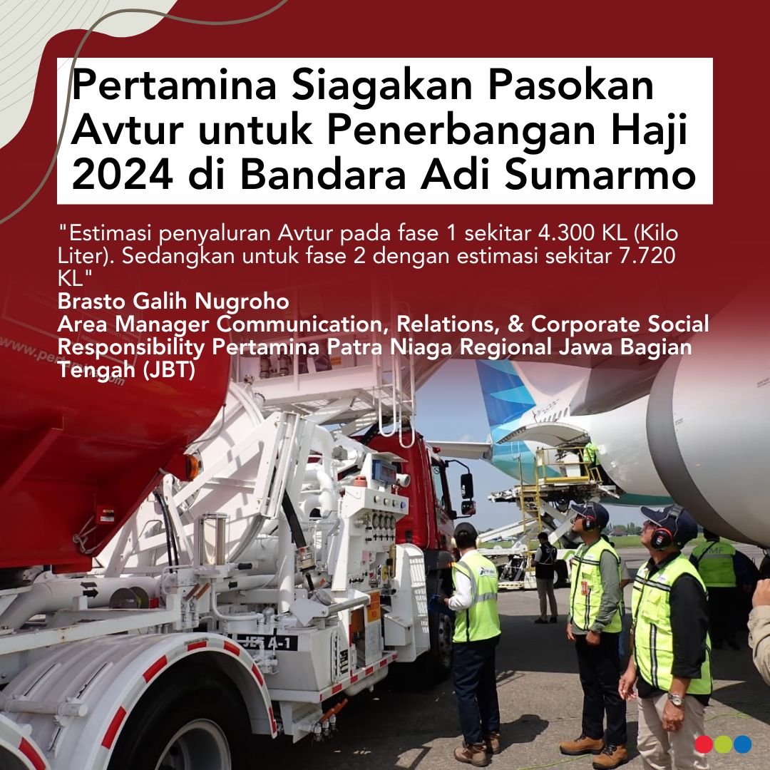 wah sangat mantap banget lho ini pertamina siagakan pasokan avtur  untuk penerbangan haji 2024 di bandara adi sumarmo 
#EnergiBaruIndonesiaMaju