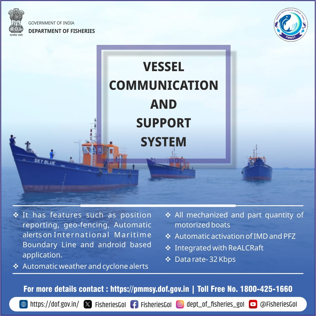 FisheriesGoI's tweet photo. Ensuring Safety at Sea: Comprehensive Vessel Communication Support.
#VesselCommunication #MaritimeSafety #MarineTechnology #fisheries #MaritimeCommunication https://t.co/k7NqHZpLUb