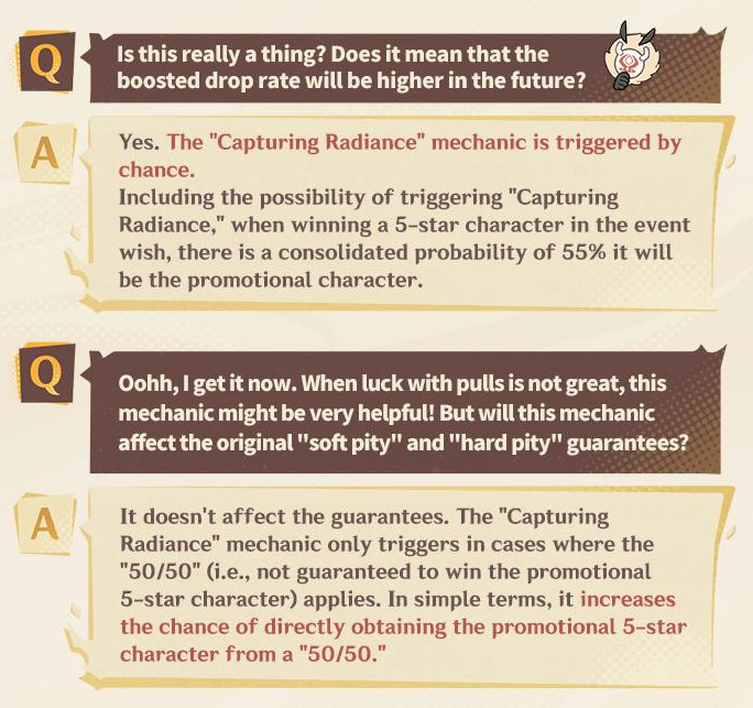 genshinmains_'s tweet photo. The "Capturing Radiance" mechanic will be added to the Wish system to help Travelers who have poor luck with pulls!

#原神📷 #Genshinlmpact https://t.co/W6acVyysqd