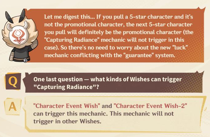 genshinmains_'s tweet photo. The "Capturing Radiance" mechanic will be added to the Wish system to help Travelers who have poor luck with pulls!

#原神📷 #Genshinlmpact https://t.co/W6acVyysqd