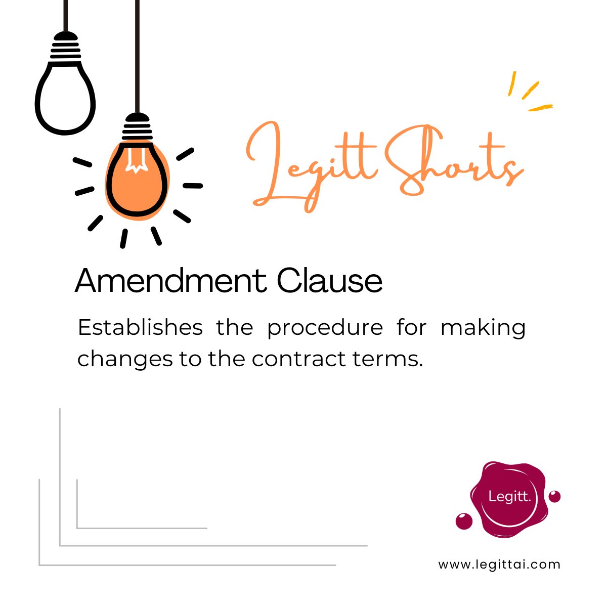 Legitthq's tweet image. The Amendment Clause ensures you can do so smoothly and legally. Stay on top of your agreements with Legitt AI. 
#ContractLaw #DigitalContracts #LegittShorts #legittai
