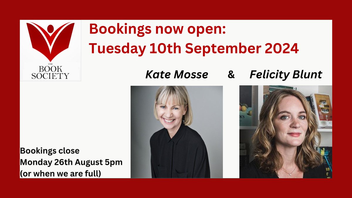 The Book Society (@booksocietyuk) on Twitter photo To our members - bookings are now OPEN for our 1st event of the autumn! Please check your inbox for details:
🗓️Tuesday 10th September 2024
🕔 6.15pm - 9.30pm
📌 The Conduit, Langley Street, Covent Garden
Dinner with <a href="/katemosse/">Kate Mosse</a> & <a href="/felicityblunt/">Felicity Blunt</a> To our members - bookings are now OPEN for our 1st event of the autumn! Please check your inbox for details:
🗓️Tuesday 10th September 2024
🕔 6.15pm - 9.30pm
📌 The Conduit, Langley Street, Covent Garden
Dinner with <a href="/katemosse/">Kate Mosse</a> & <a href="/felicityblunt/">Felicity Blunt</a>