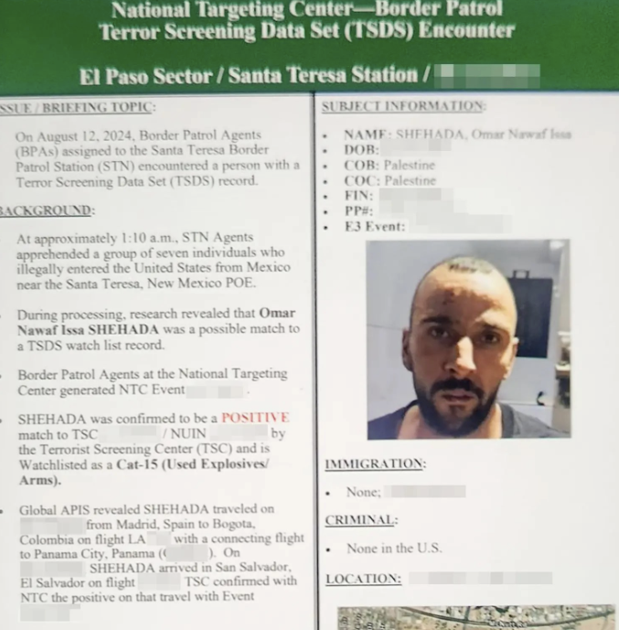 TracTerrorism's tweet photo. #Palestinian National Designated on #TerrorWatchList Apprehended by Customs and Border Protection (#CBP) Agents in #SantaTeresa, #DoñaAnaCounty, #NewMexico, #UnitedStates
Read more: https://t.co/yNn0d6aYq2 https://t.co/OehkiMxJ5q