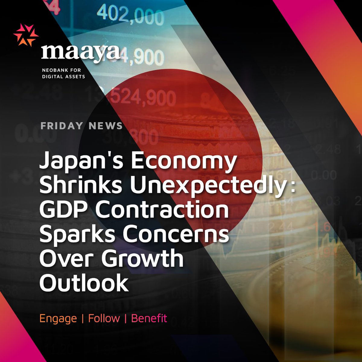 DigiMaaya's tweet photo. Japan's economic contraction has raised alarms as the GDP unexpectedly shrinks, casting doubts on the nation's growth prospects amid global economic uncertainties.
#DigiMaaya #Japan #GDP #Economy #GlobalEconomy #JapanGrowth https://t.co/OAeEwFuu6t